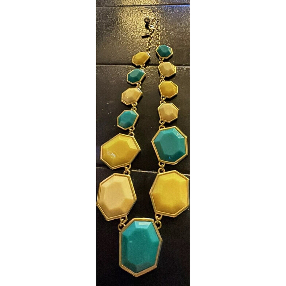 Kate Spade New York Necklace Rhinestone Green Yellow White Gold L-58cm Near mint - Picture 2 of 8
